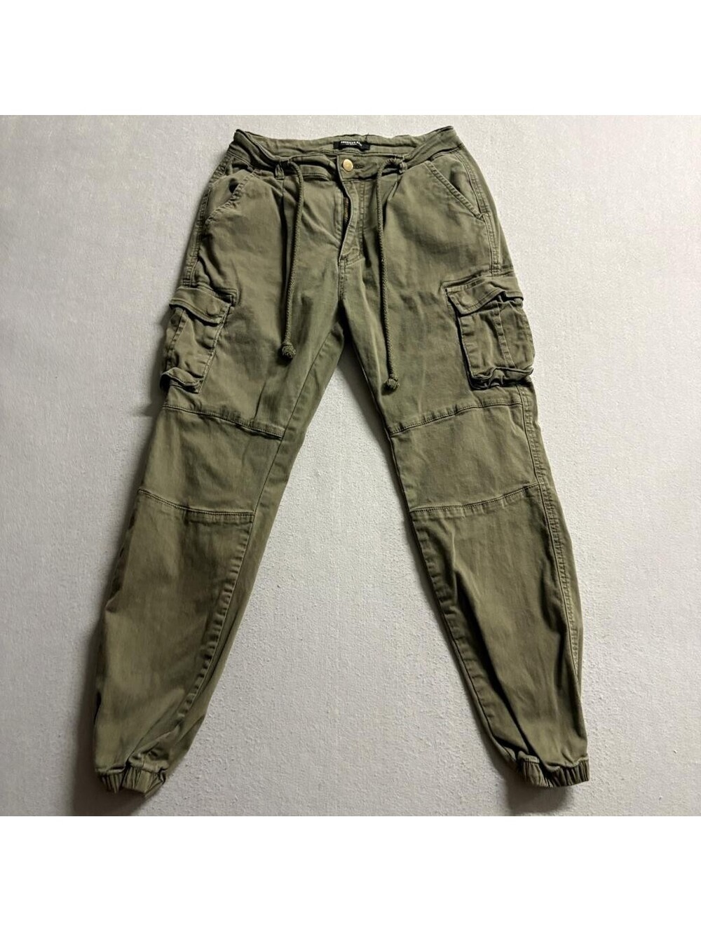 American Bazi Womens Cargo Jogger Pants Size M Olive Green Utility Drawstring